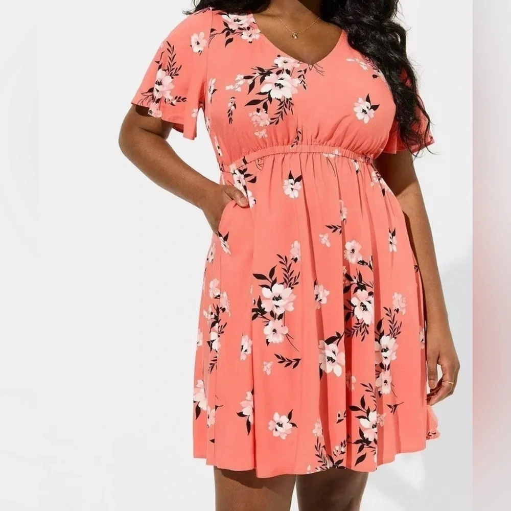Torrid torrid Challis V-Neck Mini Dress 4X / 26 Rosey Punch NWT